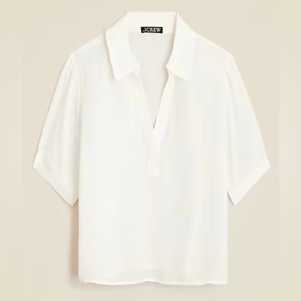 NWOT JCrew Bungalow popover top in crepe de chine - Picture 2 of 7